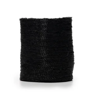 Black woven seagrass cylindrical storage basket