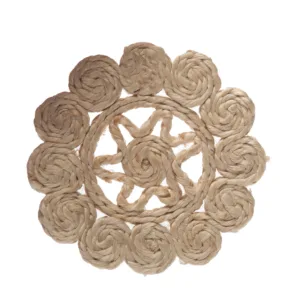 Circular wreath made of twisted natural jute rope