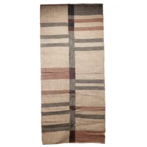 Woven textile runner with horizontal stripes in neutral tones