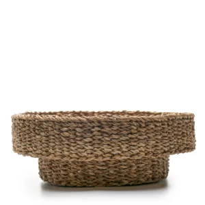 Natural woven seagrass storage basket with handles