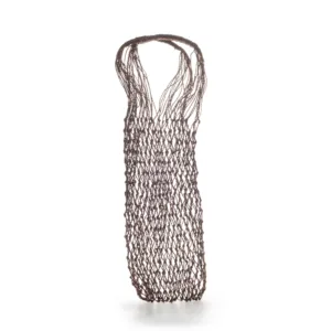 Brown mesh shopping bag with handles on white background