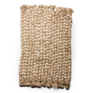 Natural woven jute fiber rug with textured pattern