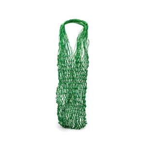 Green mesh shopping bag with shoulder handles